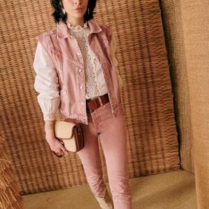 Sezane Pink Denim Vest